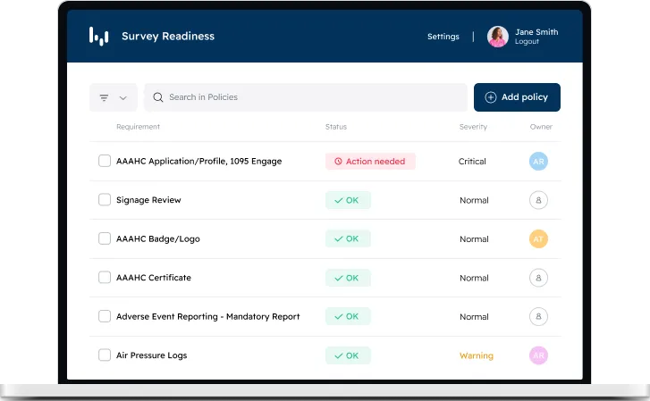 Actionable task list with plain-language descriptions