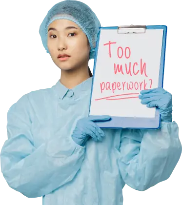 Nurse holding sign